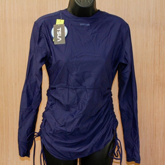 Women's Half-Zip Front Rash Guard, UPF 50+ Side Adjustable Long Sleeve Swim- M - Picture 2 of 5